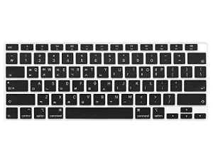 غطاء لوحة مفاتيح ProElife كوري رفيع للغاية من السيليكون لجهاز 2021 2020 MacBook Air 13 بوصة A2179 وشريحة Apple M1 A2337 (تخطيط أمريكي) مع ملحقات لوحة مفاتيح Touch ID (أسود)