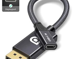 USB C Female to DisplayPort Male Cable Adapter ، USB Type C 3.1 Input to DP Ouput Converter ، 4K 60Hz USBC Thunderbolt 3 محول لجهاز MacBook Pro الجديد ، Mac Air ، Chromebook Pixel والمزيد