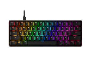 HyperX Alloy Origins 60 - لوحة مفاتيح ألعاب ميكانيكية - عامل شكل فائق الصغر بنسبة 60٪ - مفتاح أكوا لمسي - غطاء مزدوج PBT - إضاءة خلفية RGB LED - متوافق مع برنامج NGENUITY