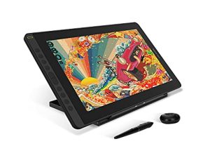 2021 HUION KAMVAS 16 جهاز لوحي للرسم للرسومات مع شاشة كمبيوتر لوحي للرسومات مغلفة بالكامل مع قلم قابل للإمالة 10 مفاتيح تشغيل سريع قابل للتعديل ، شاشة 15.6 بوصة للكمبيوتر / Mac / Android / Linux ، أزرق