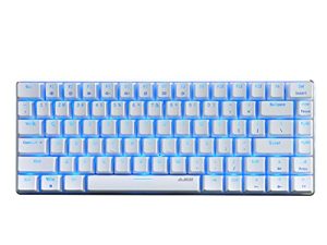 لعبة FIRSTBLOOD ONLY. لوحة مفاتيح ميكانيكية AK33 Geek ، تخطيط 82 مفتاحًا ، مفاتيح سوداء ، إضاءة خلفية LED زرقاء ، لوحة مفاتيح ألعاب سلكية محمولة من الألومنيوم ، كابل قابل للتوصيل ، للعمل في الألعاب والاستخدام اليومي ، أبيض