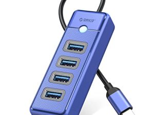 ORICO USB C Hub 4 منافذ USB 3.1 Type C إلى USB 3.0 Hub Adapter ، USB Splitter لأجهزة الكمبيوتر المحمول ، الهاتف المحمول ، الكمبيوتر اللوحي مع كابل 0.5 قدم ، متوافق مع نظام التشغيل Mac OS 10.X وما فوق ، Linux ، Android-Blue