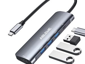 موزع USB C ، محول ABLEWE USB C إلى HDMI متعدد المنافذ ، Thunderbolt 3 إلى HDMI Hub مع 4K HDMI ، 3 * USB 3.0 ومحول شحن 100 وات PD لأجهزة MacBook Pro / Air 2020 ، iPad Pro / Chromebook / Pixelbook / XPS / Surface