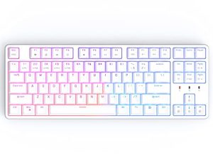 لوحة مفاتيح ميكانيكية CIY X77 قابلة للتبديل السريع / لوحة مفاتيح ألعاب RGB / USB C / Anti Ghosting / N-Key Rollover / تخطيط مضغوط 87 مفتاح / غطاء مغناطيسي علوي / لنظام Mac Windows (مفتاح أبيض وأحمر)