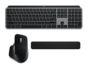 لوحة مفاتيح لاسلكية متطورة من Logitech MX Keys وماوس MX Master 3 اللاسلكي المتقدم لأجهزة Mac مع حزمة Palm Rest (3 عناصر)