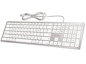 لوحة مفاتيح سلكية من الألومنيوم مزودة بلوحة مفاتيح رقمية لجهاز كمبيوتر Apple Mac / iMac ، لوحة مفاتيح USB كبيرة الحجم مع لوحة مفاتيح USB مريحة للكتابة أكثر توفرًا لجهاز MacBook Pro / Air Laptop - أبيض ...