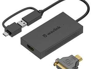 محول WAVLINK USB C إلى HDMI ، USB 3.0 إلى HDMI 4K 30Hz Ultra HD محول فيديو خارجي للشاشة ، USB 3.0 إلى HDMI / DVI محول رسومات الفيديو العالمي لأجهزة Mac و Windows ، Thunderbolt 3/4