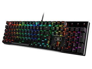 Redragon K556 RGB لوحة مفاتيح ميكانيكية سلكية للألعاب بإضاءة خلفية LED ، قاعدة ألومنيوم ، 104 مفتاح قياسي ، مفاتيح حمراء