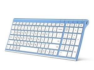 لوحة مفاتيح iClever BK10 Bluetooth ، لوحة مفاتيح لاسلكية عالمية ، لوحة مفاتيح متعددة الأجهزة قابلة لإعادة الشحن بتقنية Bluetooth 5.1 مع لوحة أرقام اتصال مستقر بالحجم الكامل لنظام التشغيل Windows و iOS و Android و Mac