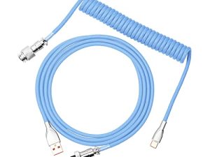 EPOMAKER Mix 1.8 متر ملفوف من النوع C إلى USB A TPU كابل فضاء ميكانيكي للوحة المفاتيح مع موصل أفياتور قابل للفصل للوحة مفاتيح الألعاب والهاتف المحمول (Peacock Blue)