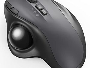 VssoPlor Bluetooth Trackball Mouse ، 2.4G Wireless & Bluetooth Trackball Mouse ، Easy Thumb Control ، USB-C Rechargeable Rollerball Mouse لجهاز MacBook ، Laptop ، Windows ، Mac (رمادي وأسود)