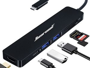محور USB C ، محول Hiearcool USB C لجهاز MacBook Pro / Air-Carbon Black