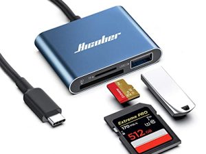 قارئ بطاقات Hicober USB C إلى SD ، قارئ بطاقات ذاكرة Micro SD ، مهايئ قارئ بطاقة من النوع C إلى SD سعة 2 تيرابايت لكاميرا MacBook ، Android Windows Linux وأجهزة أخرى من النوع C - أزرق