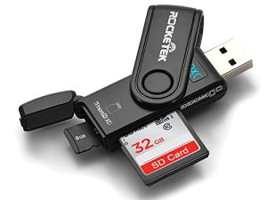 قارئ بطاقة USB 3.0 SD ، قارئ بطاقات الذاكرة Rocketek ذو فتحتين مع غطاء بطاقة Micro SD مدمج لبطاقات SDXC / SDHC / UHS-I SD ، قارئ بطاقات TF / Micro SD - اعتبره محرك أقراص فلاش USB 3.0