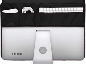 غطاء غبار للشاشة من TXEsign ، واقي شاشة للكمبيوتر من جلد البولي يوريثان مع جيب خلفي لجهاز IMAC مقاس 27 بوصة نحيف A1862 / A1419 (27 بوصة ، أسود)