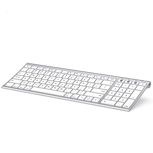 لوحة مفاتيح بلوتوث لنظام التشغيل Mac OS ، لوحة مفاتيح لاسلكية رفيعة قابلة لإعادة الشحن لأجهزة Mac مع لوحة أرقام متوافقة مع MacBook Pro / Air و iMac و iPhone و iPad Pro / Air / Mini - أبيض وفضي لوحة مفاتيح بلوتوث لنظام التشغيل Mac OS ، لوحة مفاتيح لاسلكية رفيعة قابلة لإعادة الشحن لأجهزة Mac مع لوحة أرقام متوافقة مع MacBook Pro / Air و iMac و iPhone و iPad Pro / Air / Mini - أبيض وفضي