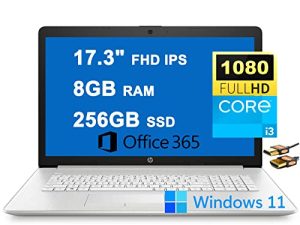 HP 17 Business Laptop Computer 17.3 '' FHD IPS Display (100٪ sRGB ، 300 شمعة) 11th Gen Intel Core i3-1115G4 (Beats i5-8265U) 8GB RAM 256GB SSD Office365 SuperSpeed USB Win11 فضي + كابل HDMI (HP 17)
