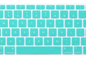 غطاء لوحة مفاتيح من السيليكون متوافق مع أحدث إصدار من MacBook Air لعام 2018 مقاس 13 بوصة مع معرف اللمس موديل A1932 (لا يتوافق مع MacBook Air القديم 13 بوصة موديل A1369 & A1466) (أزرق ساخن)