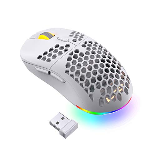 LTC Mosh Pit 16000 DPI RGB فأرة ألعاب لاسلكية مع هيكل خفيف الوزن على شكل قرص العسل ، شكل مريح للاستخدام باليد اليمنى أو اليسرى ، ماوس مريح 2.4 جيجا للكمبيوتر الشخصي / ماك / الكمبيوتر المحمول ، أبيض LTC Mosh Pit 16000 DPI RGB فأرة ألعاب لاسلكية مع هيكل خفيف الوزن على شكل قرص العسل ، شكل مريح للاستخدام باليد اليمنى أو اليسرى ، ماوس مريح 2.4 جيجا للكمبيوتر الشخصي / ماك / الكمبيوتر المحمول ، أبيض