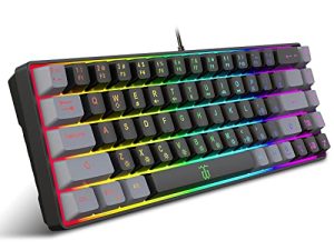 لوحة مفاتيح Snpurdiri للألعاب بنسبة 60٪ غشاء ، لوحة مفاتيح RGB صغيرة مدمجة 68 مفتاحًا ، لوحة مفاتيح صغيرة محمولة ذات إحساس ميكانيكي لأجهزة الكمبيوتر / أجهزة Mac (68 مفتاحًا ، أسود - رمادي)