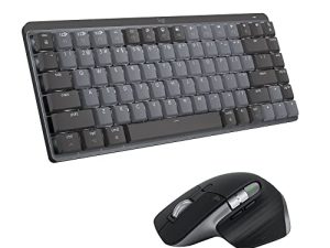 لوحة مفاتيح ميكانيكية صغيرة Logitech MX + ماوس لاسلكي MX Master 3S لأجهزة Mac - مفاتيح منخفضة الإضاءة الخلفية ، ومفاتيح لمسية أكثر هدوءًا ، ومستشعر 8K DPI ، ونقرات هادئة ، و USB-C ، وبلوتوث ، و macOS ، و iPadOS - رمادي فلكي