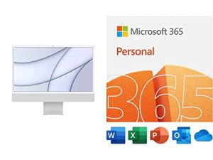 2021 Apple iMac (24 بوصة ، شريحة Apple M1 مع وحدة معالجة مركزية 8 أنوية و 8 أنوية GPU ، 8 جيجابايت رام ، 256 جيجابايت) - فضي ، مع عائلة Microsoft 365 | اشتراك لمدة 12 شهرًا | تنزيل جهاز الكمبيوتر / جهاز Mac
