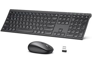 لوحة مفاتيح وماوس بلوتوث من iClever DK03 ، وضع مزدوج قابل لإعادة الشحن (Bluetooth 4.2 + 2.4G) لوحة مفاتيح لاسلكية وماوس ، لوحة مفاتيح فائقة النحافة متعددة الأجهزة لأجهزة Mac و iPad و Apple و Android و Windows