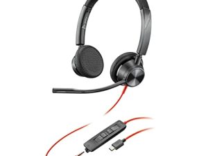 بلانترونكس - بلاك واير 3325 - سماعة أذن سلكية مزدوجة الأذن (استريو) مع ميكروفون بوم - USB-A / 3.5 ملم للاتصال بجهاز الكمبيوتر و / أو جهاز Mac - يعمل مع Teams (معتمد) ، تكبير وأكثر
