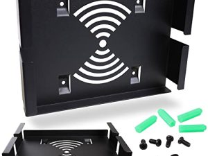 HTLAKIKJ Mac Mini Mount Bracket - إطار تثبيت مخصص لجهاز Mac Mini 2010-2021 ، حامل VESA خلف الشاشة / حامل التثبيت على الحائط / حامل التثبيت السفلي للمكتب (حامل أسود)