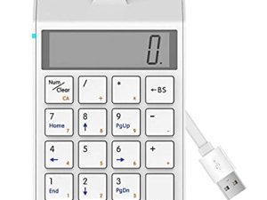 Sunreed 2 in 1 USB Numeric Keypad Calculator ، لوحة مفاتيح بأرقام 19 مفتاح للكمبيوتر المحمول من Apple ، متوافقة مع أنظمة تشغيل Windows و Mac OS و Chrome OS ، مع مفتاح =
