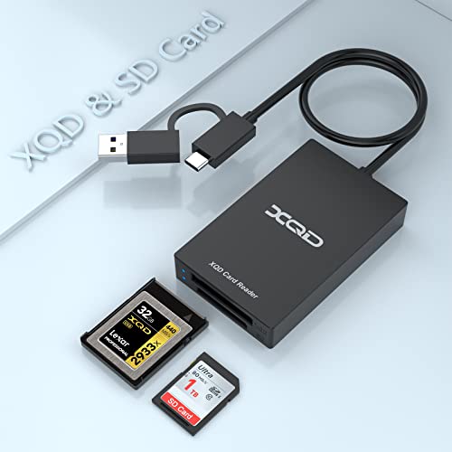 【نسخة مطورة】 XQD SD Card Reader Dual-Slot Memory Card Reader، XQD Reader 5Gpbs Read 2 Card متوافق في نفس الوقت مع Sony XQD G / M Series، Lexar 2933x / 1400x USB Mark XQD Card، SD / SDHC Card 【نسخة مطورة】 XQD SD Card Reader Dual-Slot Memory Card Reader، XQD Reader 5Gpbs Read 2 Card متوافق في نفس الوقت مع Sony XQD G / M Series، Lexar 2933x / 1400x USB Mark XQD Card، SD / SDHC Card