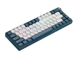 ROYALAXE X ProtoArc 60٪ لوحة مفاتيح ميكانيكية لاسلكية ، لوحة مفاتيح لاسلكية سلكية / بلوتوث 5.0 / 2.4G قابلة للتبديل السريع مع إضاءة خلفية RGB ، أغطية مفاتيح PBT ، أجهزة متعددة ، Gateron G Yellow Pro Switch ، Whale Blue