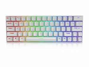 Ractous RTK63P 60٪ لوحة مفاتيح الألعاب الميكانيكية RGB بإضاءة خلفية PBT keycaps 63key لوحة مفاتيح سلكية فائقة الصغر قابلة للبرمجة لأجهزة الكمبيوتر / Mac ، مفتاح أسود بصري قابل للتبديل السريع (أبيض)