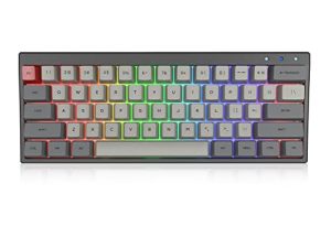 Ractous RTK61BP 60٪ لوحة مفاتيح ميكانيكية لاسلكية للألعاب ، RGB Blacklit PBT Sublimation Keycaps 61keys Bluetooth5.1 / Wried Gaming Keyboard for PC / Mac Gamers ، Hot-Swap Gateron Optical Switch- أسود