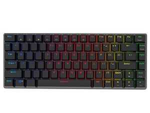 لعبة FIRSTBLOOD ONLY. لوحة مفاتيح ميكانيكية AK33 Geek RGB ، تخطيط 82 مفتاحًا ، مفاتيح سوداء ، إضاءة خلفية LED ، لوحة مفاتيح ألعاب سلكية محمولة من الألومنيوم ، كابل قابل للتوصيل ، للعمل في الألعاب والاستخدام اليومي ، أسود