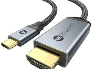 كابل USB C إلى HDMI 4K ، WARRKY 3.3 قدم [مضفر ، عالي السرعة] Thunderbolt 3 إلى محول HDMI متوافق مع iPad الجديد ، MacBook Pro / Air ، iMac ، Galaxy S20 S10 S9 S8 ، Surface ، Dell ، HP