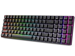 لوحة مفاتيح ميكانيكية RK ROYAL KLUDGE RK100 2.4G لاسلكية / بلوتوث / سلكية RGB ، 100 مفتاح 3 أوضاع قابلة للتوصيل ، لوحة مفاتيح ألعاب باللون البني قابلة للتبديل السريع لنظام Win / Mac