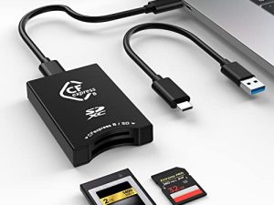 قارئ بطاقات CFexpress Type B USB3.2 10Gbps & UHS-I SD Card Reader ، USB-A / USB-C إلى USB-C CFexpress Type B Memory Card Adapter ، من أجل Thunderbolt 3 Port / Mac OS / Linux / Phone
