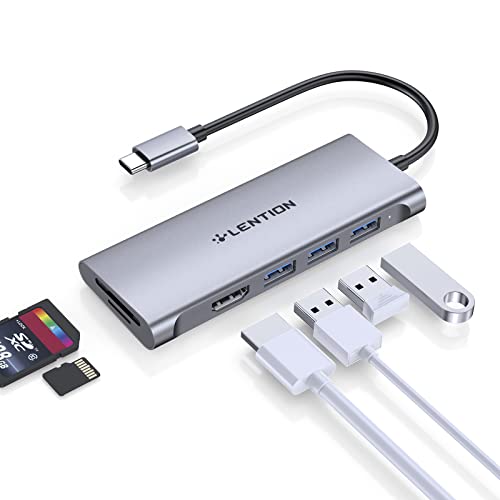 LENTION USB C Hub مع 4K HDMI ، 3 USB 3.0 ، قارئ بطاقات SD 3.0 متوافق مع 2022-2016 MacBook Pro 13/15/16 ، New Mac Air / iPad Pro / Surface ، المزيد ، محول دونجل للسائق الثابت متعدد المنافذ (CB-C34 ، Space رمادي) LENTION USB C Hub مع 4K HDMI ، 3 USB 3.0 ، قارئ بطاقات SD 3.0 متوافق مع 2022-2016 MacBook Pro 13/15/16 ، New Mac Air / iPad Pro / Surface ، المزيد ، محول دونجل للسائق الثابت متعدد المنافذ (CB-C34 ، Space رمادي)