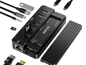 ACASIS 10-in-1 USB-C Hub مع حاوية SSD ، 10Gbps M.2 NVMe Enclosure ، 4K 60Hz HDMI Port ، USB A 3.1 Port ، 100 W Power Delivery ، Aluminium Alloy USB C 3.1 Enclosure for M.2 PCIe NVMe and SATA SSD
