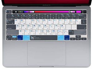 غطاء لوحة مفاتيح macOS Shortcuts من السيليكون لـ 2022 MacBook Pro 13 بوصة w / M2 Chip و 2021 2020 MacBook Pro 13 (رقم الموديل: A2338 A2289 A2251) و MacBook Pro 16 A2141 مع معرف اللمس ، أبيض أزرق
