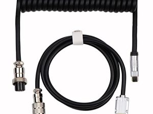 كابل USB ملفوف EPOMAKER Puff Aviator ، كابل لوحة مفاتيح ميكانيكي قابل للفصل من النوع C لأجهزة Mac / Win / Gamers Puff Black)