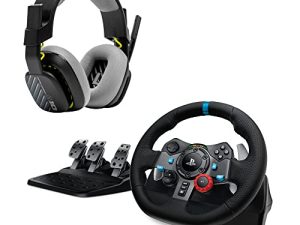Logitech G29 Driving Force Racing Wheel and Floor Pedals for PS5، PS4، PC، Mac + Astro A10 Gen 2 Gaming Headset