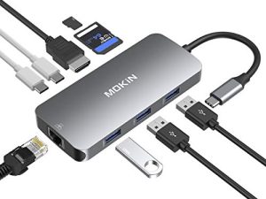 محولات USB C لأجهزة MacBook Pro / Air و Mac Dongle مع 3 منافذ USB ومن USB C إلى HDMI ومن USB C إلى RJ45 Ethernet و MOKiN 9 في 1 USB C إلى مهايئ HDMI وشحن 100 وات Pd ومن USB C إلى SD / TF قارئ بطاقات USB C المحور