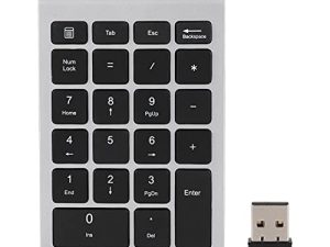لوحة مفاتيح رقمية ASHATA ، 22 مفتاحًا لوحة مفاتيح رقمية USB 2.4G لوحة مفاتيح لاسلكية صغيرة مريحة مع جهاز استقبال ، دعم Android ، لنظام التشغيل Windows ، لأنظمة Mac OS. (فضي أسود)