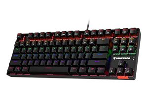 لوحة مفاتيح ميكانيكية للألعاب من Punkston TK87 ، بإضاءة خلفية بإضاءة خلفية LED RGB بألوان قوس قزح و 87 مفتاحًا مضادًا للظلال للكمبيوتر الشخصي للألعاب لنظام التشغيل Windows / Mac (مفتاح أحمر ، أسود)