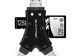 قارئ بطاقة SD لأجهزة iPhone / ipad / Android / Mac / الكمبيوتر / الكاميرا ، 4 in1 Micro SD Card Reader Trail Camera Viewer ، قارئ بطاقة الذاكرة المحمولة محول بطاقة SD متوافق مع بطاقات SD و TF (أسود)