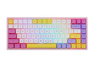 EPOMAKER EP84 Pro تمت ترقيته بنسبة 75٪ RGB Hot Swap 2.4 جيجا هرتز / Bluetooth 5.0 / لوحة مفاتيح ميكانيكية سلكية USB-C مع برامج قابلة للبرمجة ، NKRO ، Ice Cream PBT Keycaps for Mac / Win / Gamers (Budgerigar)