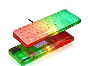 لوحة مفاتيح ألعاب 7KEYS TKL ، لوحة مفاتيح ذات إحساس ميكانيكي بإضاءة خلفية RGB ، كابل من النوع C قابل للفصل ومستقر ، هادئ للطباعة ، لوحة مفاتيح صغيرة محمولة للغاية TKL للكمبيوتر المكتبي ، كمبيوتر محمول ماك (شفاف)