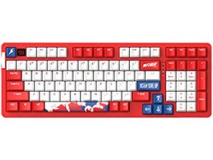 لوحة مفاتيح ميكانيكية DAREU A98 Pro Tri-Mode Sailing Red Hot Swappable Gasket للألعاب ، 98-Key ، شاشة LED ، BT5.1 / 2.4G / USB-C ، RGB بإضاءة خلفية ، PBT Double-Shot Keycaps ، for Mac & Win (V3 Sky يُحوّل)